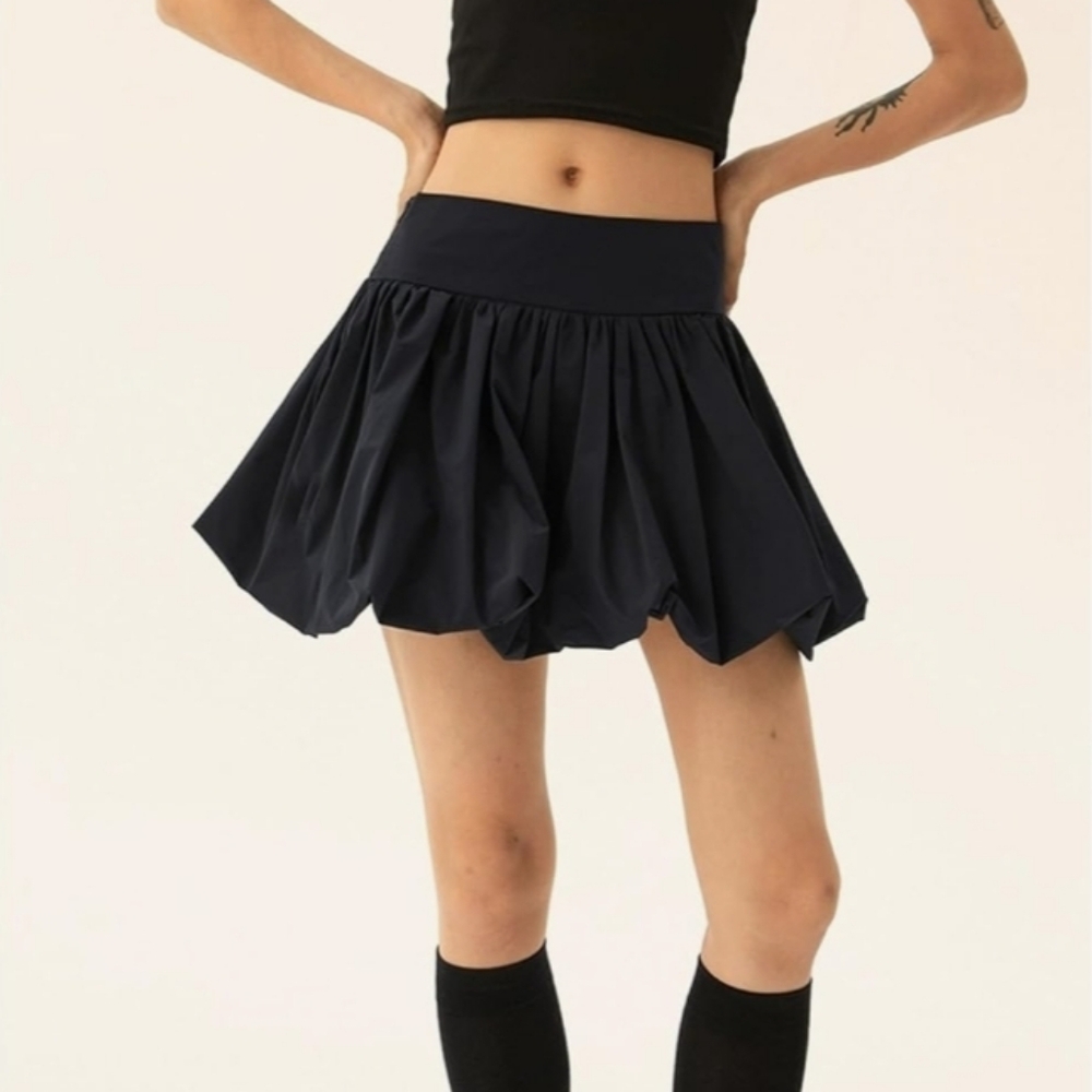Black Bubble Skirt - Women's Flared Mini Skirt